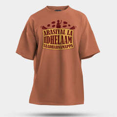 Arasiyal La Idhellam Saadharnamappa Men/Unisex Oversized T-Shirt in Coral Color