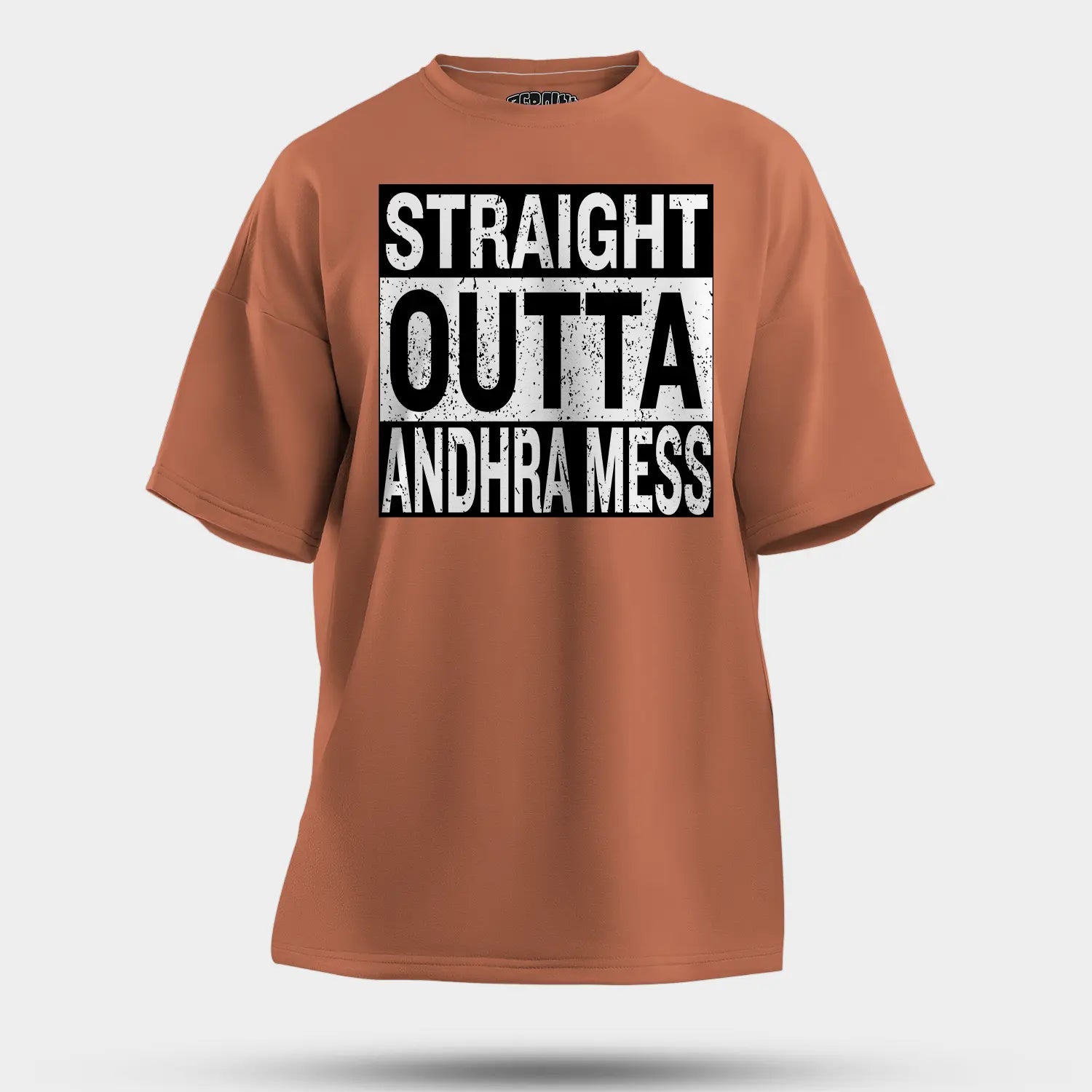 Straight Outta Andhra Mess Men/Unisex Oversized T-Shirt in Coral Color