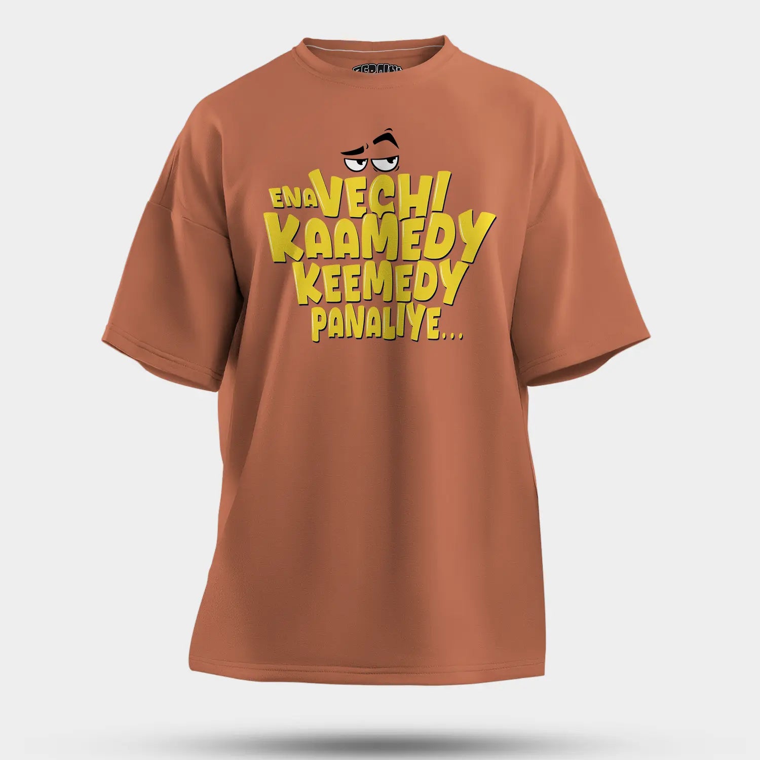 Ena Vechi Kaamedy Keemady Panaliye Men/Unisex Oversized T-Shirt in Coral Color