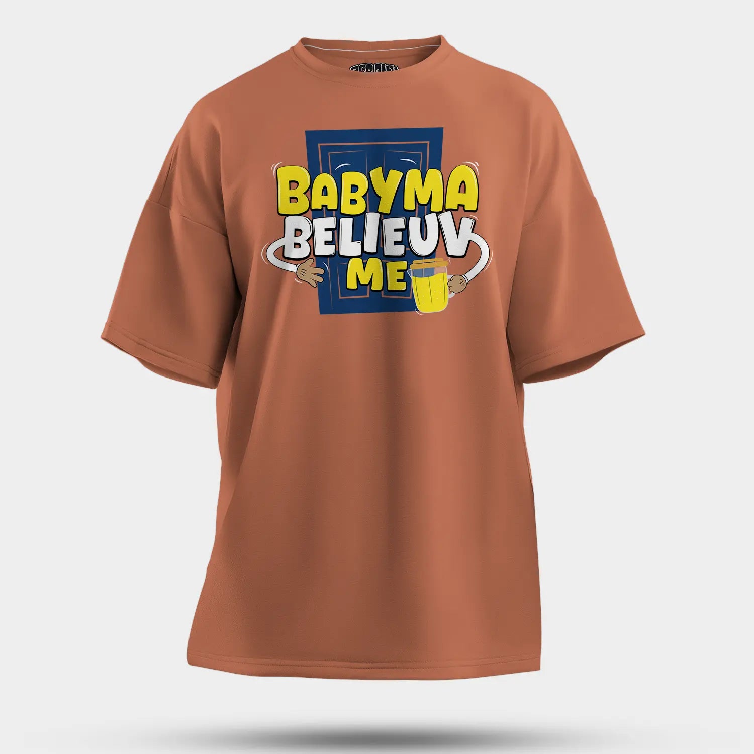 Babyma Belieuv Me Men/Unisex Oversized T-Shirt in Coral Color
