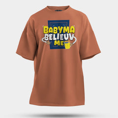 Babyma Belieuv Me Men/Unisex Oversized T-Shirt in Coral Color