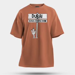 Dubai Kuruku Sandhu Men/Unisex Oversized T-Shirt in Coral Color
