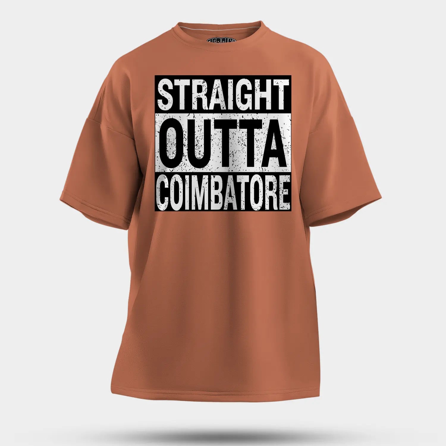 Straight Outta Coimbatore Men/Unisex Oversized T-Shirt in Coral Color