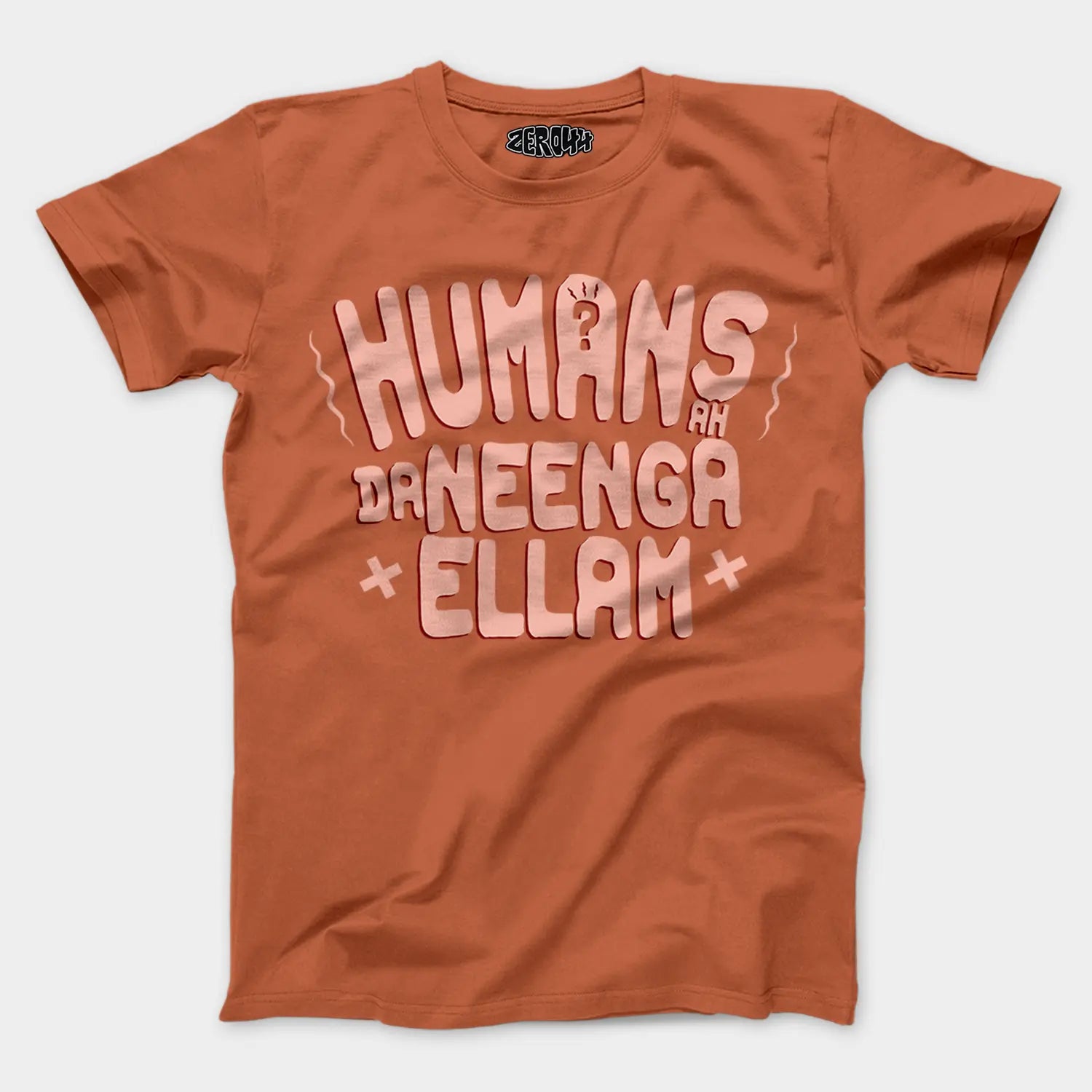 Humans Ah Da Neenga Ellam? Men/Unisex T-Shirt in Coral Color