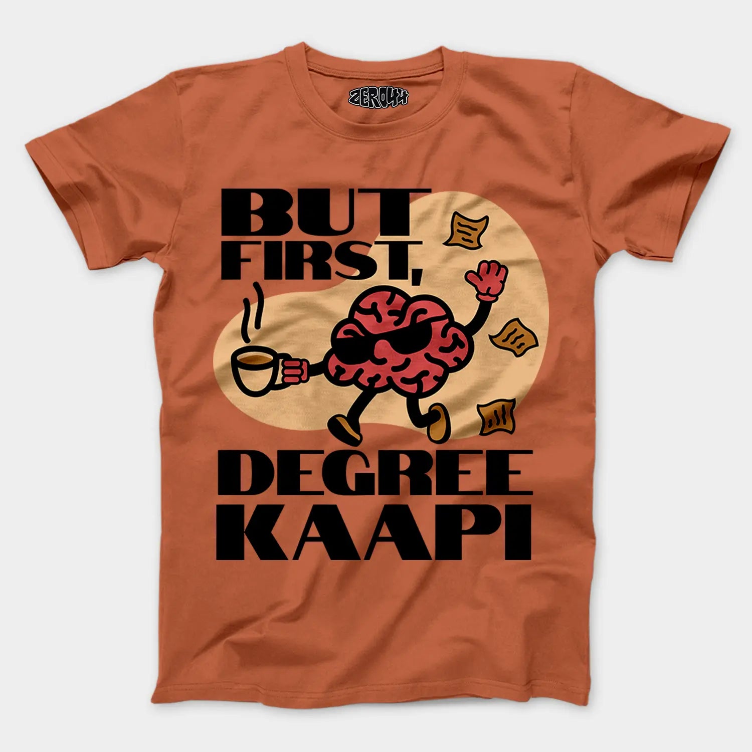 But First Degree Kaapi Men/Unisex T-Shirt in Coral Color