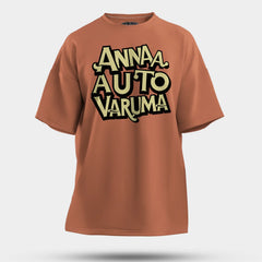 Anna Auto Varuma Men/Unisex Oversized T-Shirt in Coral Color