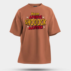 Naan Apudiye Shoooock Aayitten Men/Unisex Oversized T-Shirt in Coral Color