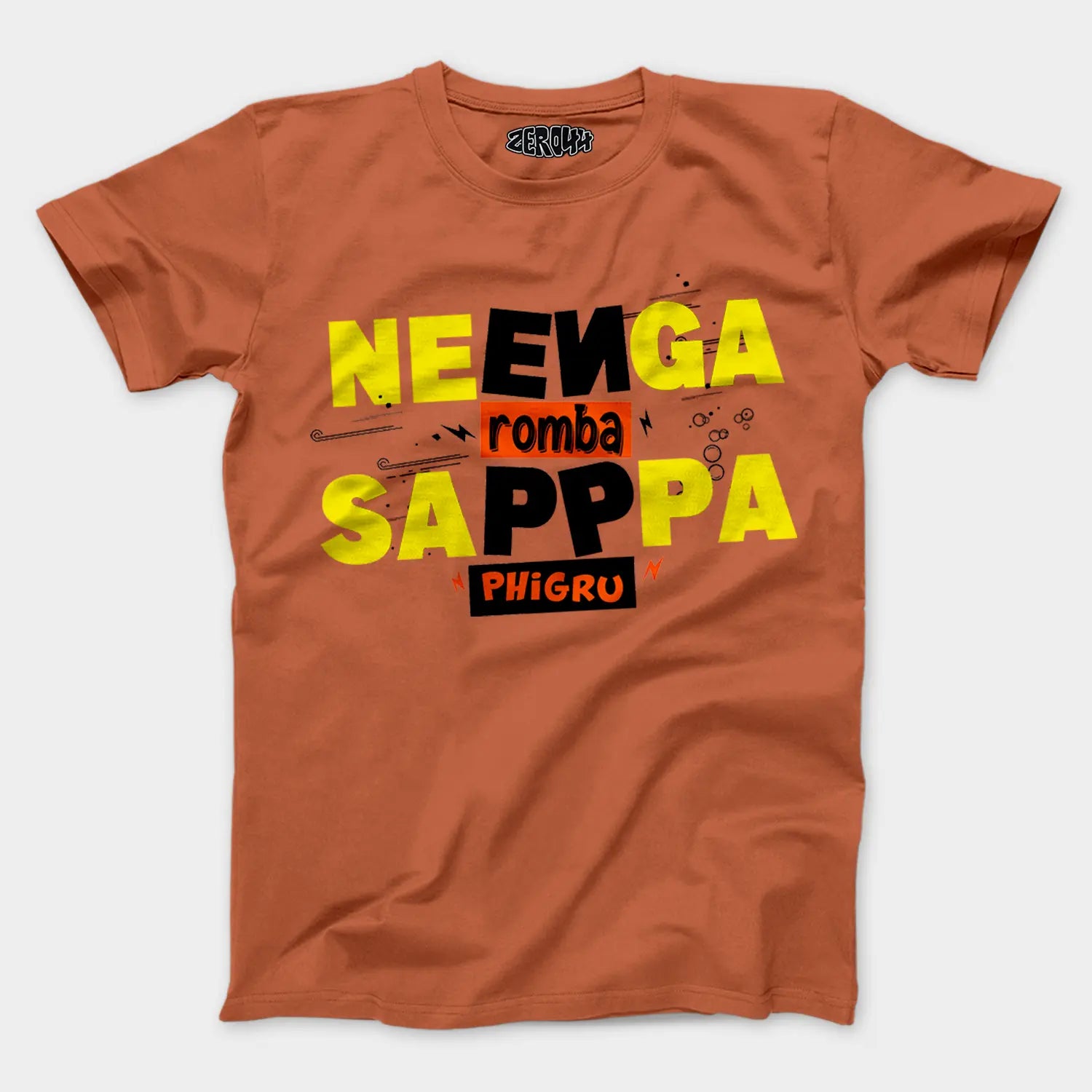 Neenga Romba Sappaa Phigru Men/Unisex T-Shirt in Coral Color