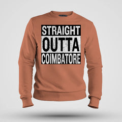 Straight Outta Coimbatore Men/Unisex Sweatshirt in Coral Color