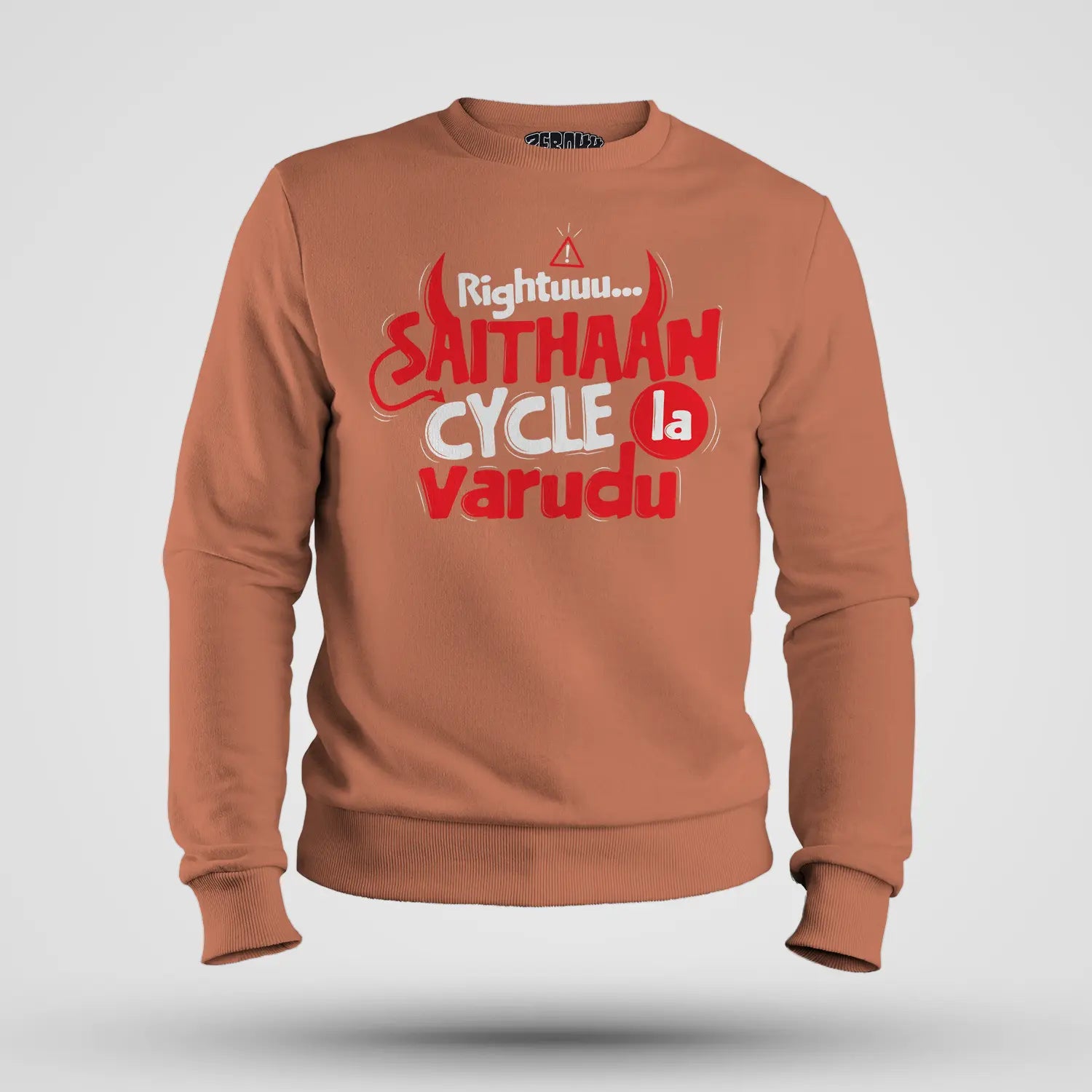 Rightuuu.. Saithaan Cycle La Varudhu Men/Unisex Sweatshirt in Coral Color