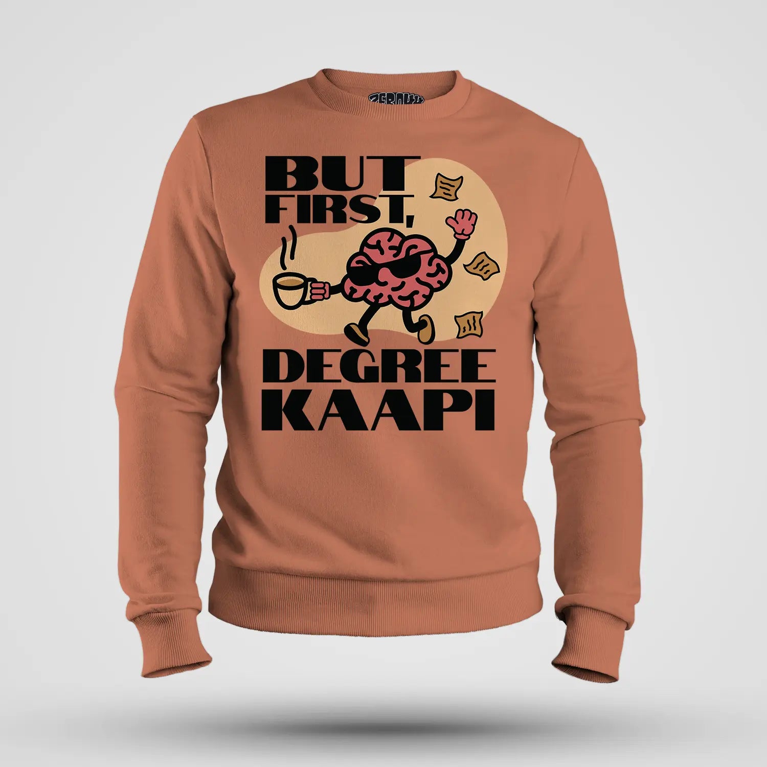 But First Degree Kaapi Men/Unisex Sweatshirt in Coral Color