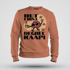 But First Degree Kaapi Men/Unisex Sweatshirt in Coral Color