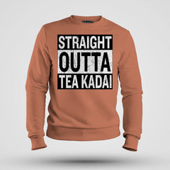 Straight Outta Tea Kadai Men/Unisex Sweatshirt in Coral Color