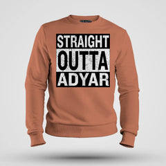 Straight Outta Adyar Men/Unisex Sweatshirt in Coral Color