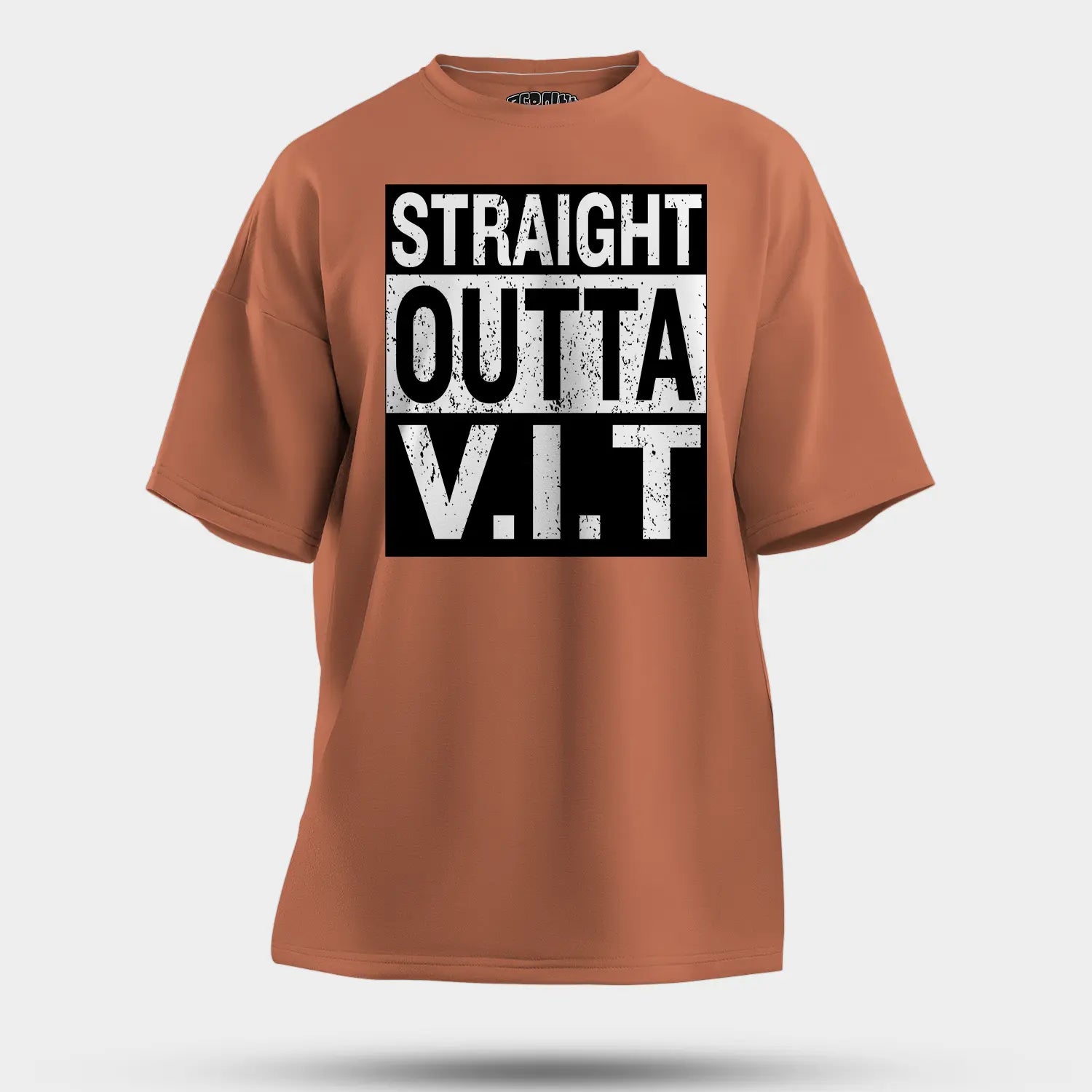 Straight Outta Vit Men/Unisex Oversized T-Shirt in Coral Color