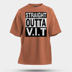 Straight Outta Vit Men/Unisex Oversized T-Shirt in Coral Color