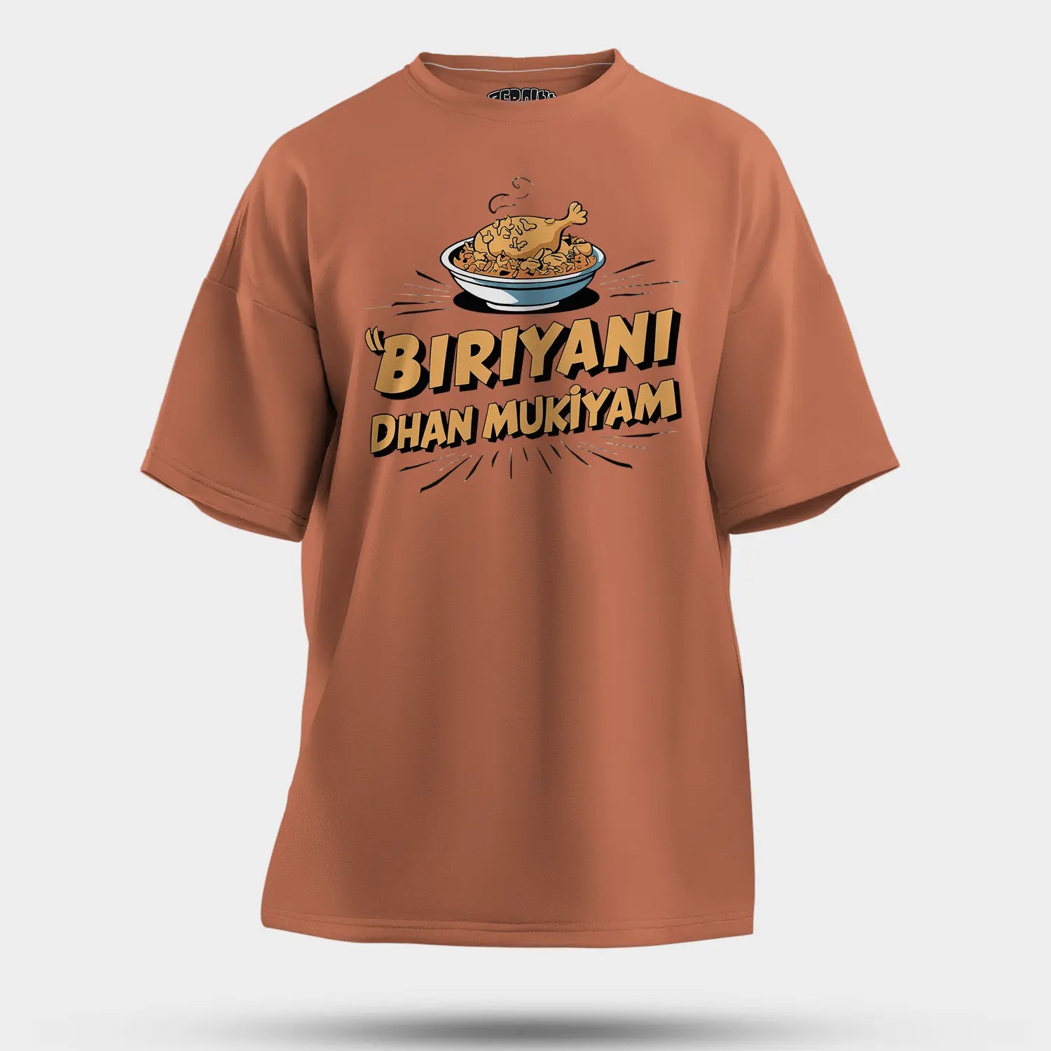 Biriyani Dhan Mukiyam Men/Unisex Oversized T-Shirt in Coral Color