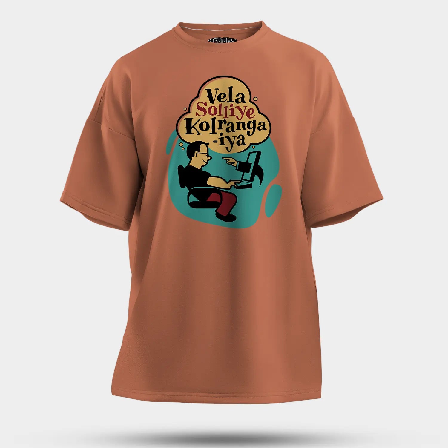 Vela Soliye Kolrangaiya Men/Unisex Oversized T-Shirt in Coral Color