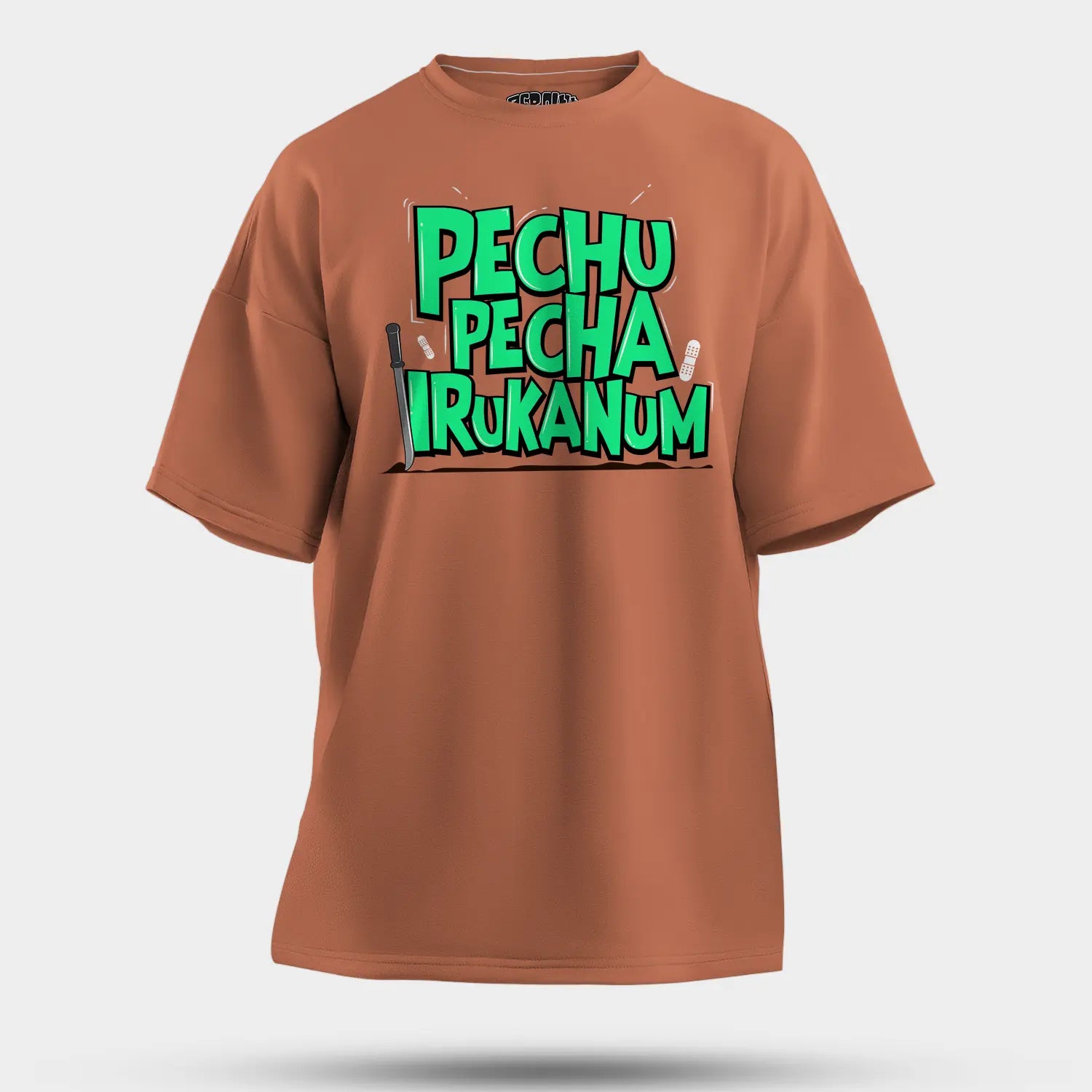 Pechu Pecha Irrukanum Men/Unisex Oversized T-Shirt in Coral Color
