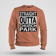 Straight Outta Church Park Men/Unisex Sweatshirt in Coral Color