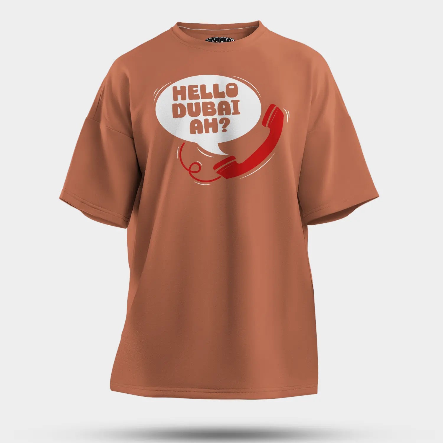 Hello Dubai Ah? Men/Unisex Oversized T-Shirt in Coral Color
