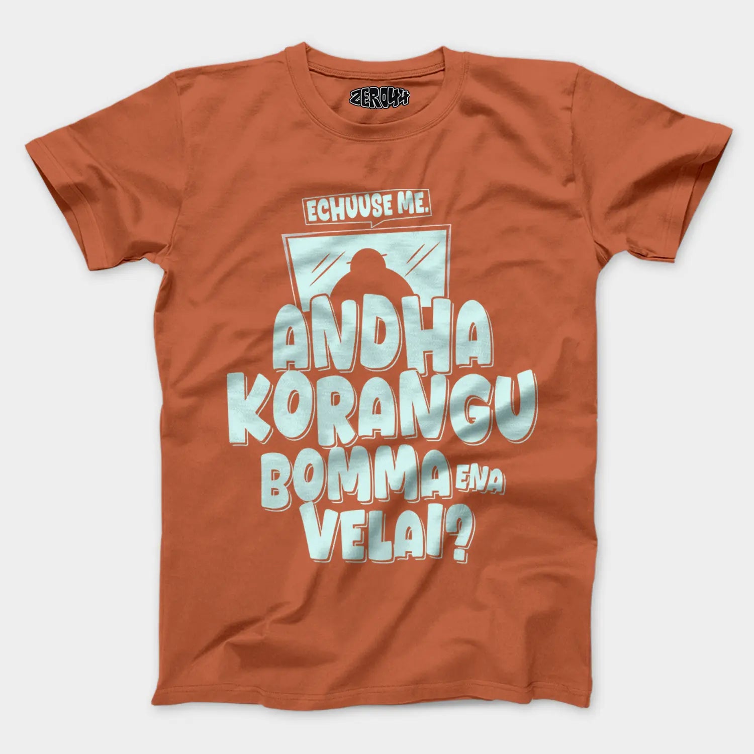 Echuuse Me Andha Korangu Bomma Ena Velai Men/Unisex T-Shirt in Coral Color