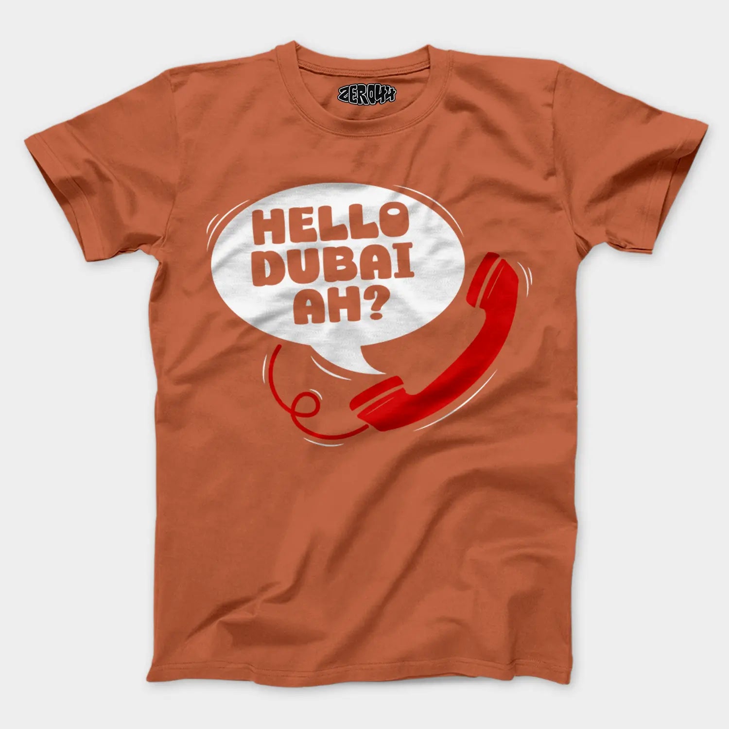 Hello Dubai Ah? Men/Unisex T-Shirt in Coral Color