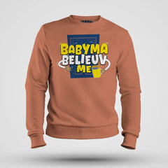 Babyma Belieuv Me Men/Unisex Sweatshirt in Coral Color