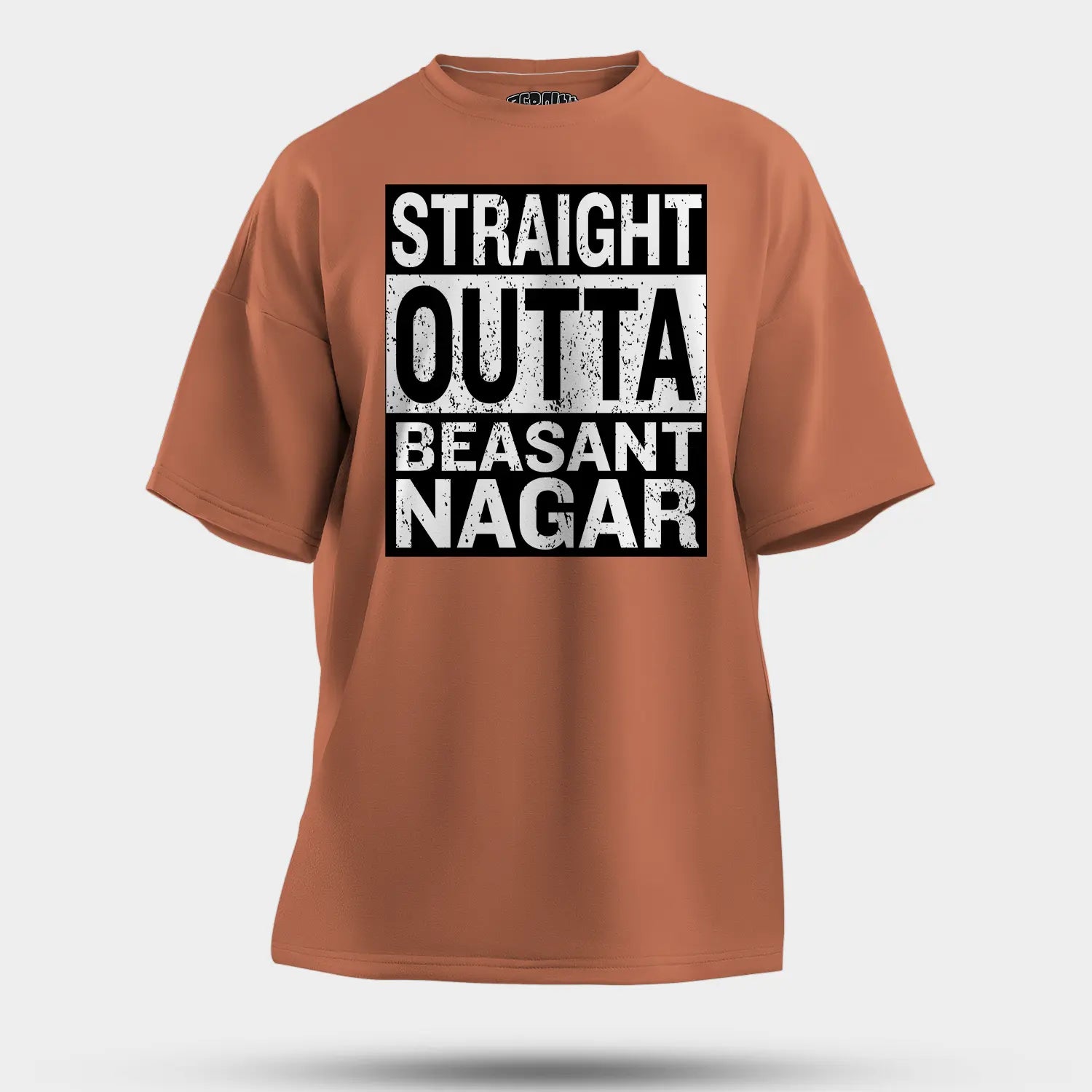 Straight Outta Beasant Nagar Men/Unisex Oversized T-Shirt in Coral Color