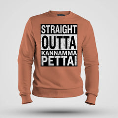 Straight Outta Kannamma Pettai Men/Unisex Sweatshirt in Coral Color