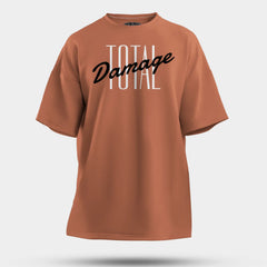 Total Damage Men/Unisex Oversized T-Shirt in Coral Color