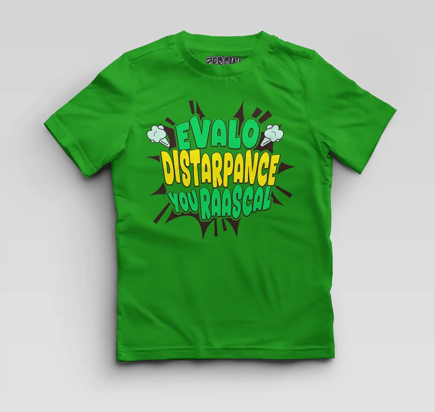 Evalo Distarpance You Raascal Boys Round Neck T-Shirt in Flag Green Color