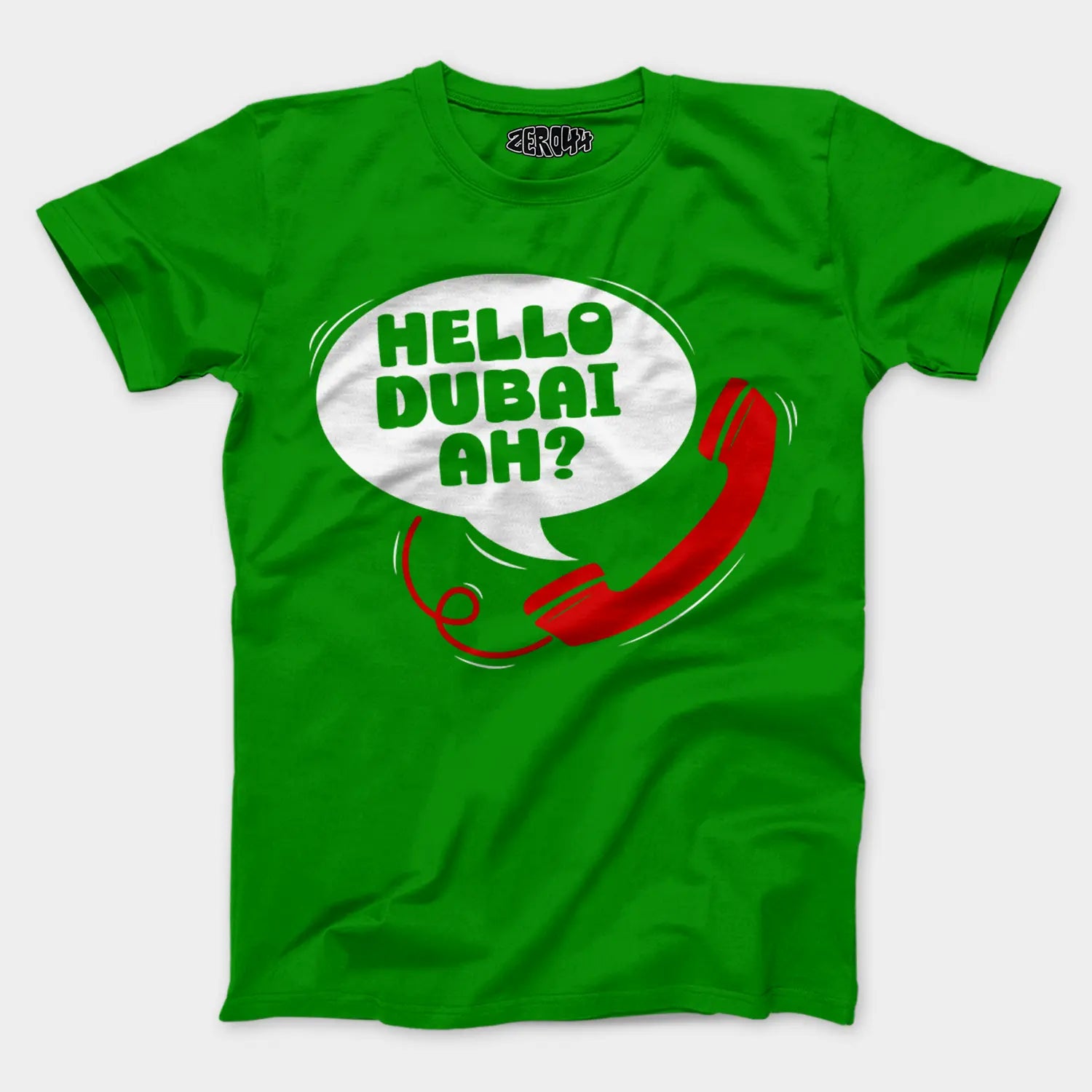 Hello Dubai Ah? Men/Unisex T-Shirt in Flag Green Color