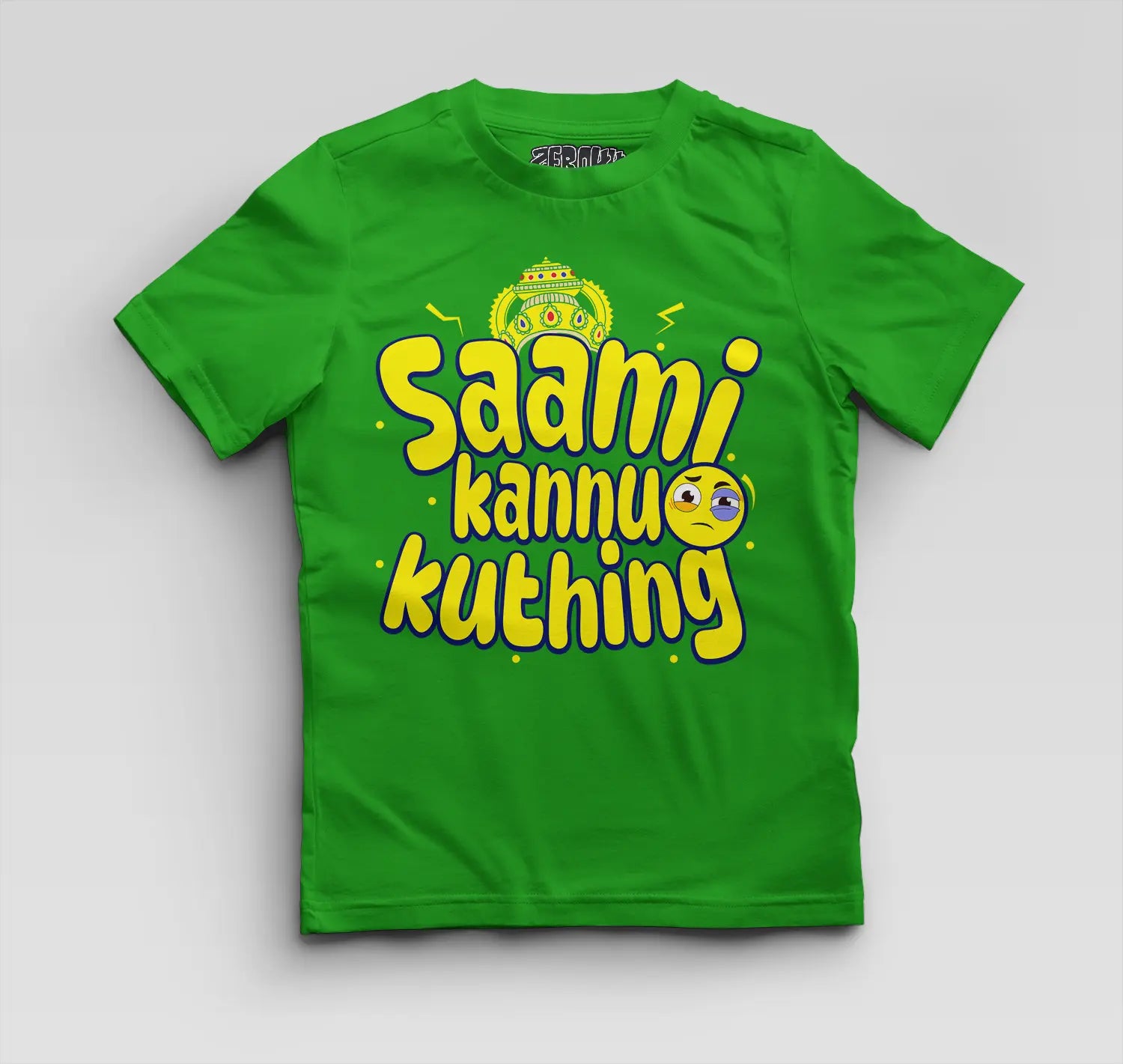 Saami Kannu Kuthing Boys Round Neck T-Shirt in Flag Green Color