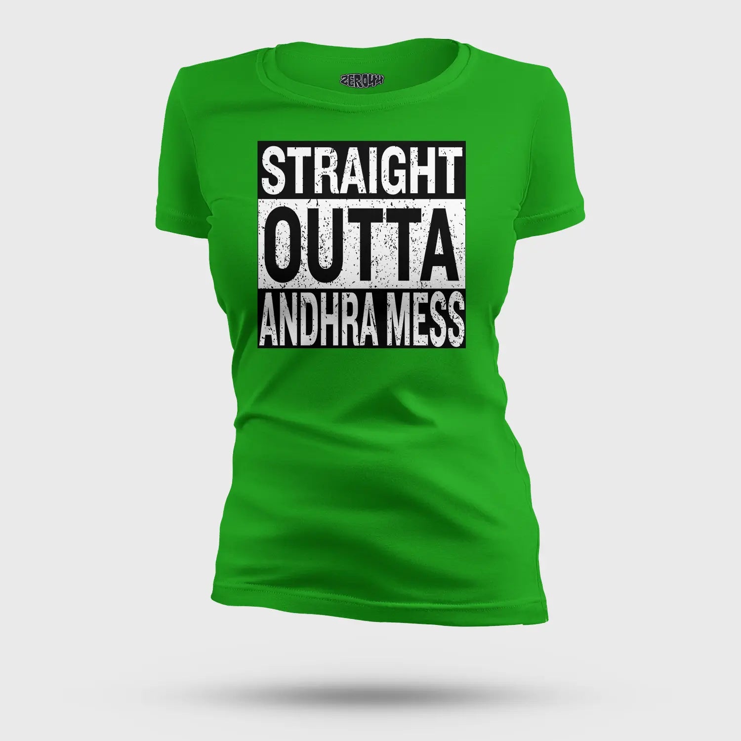 Straight Outta Andhra Mess Women's T-Shirt in Flag Green Color