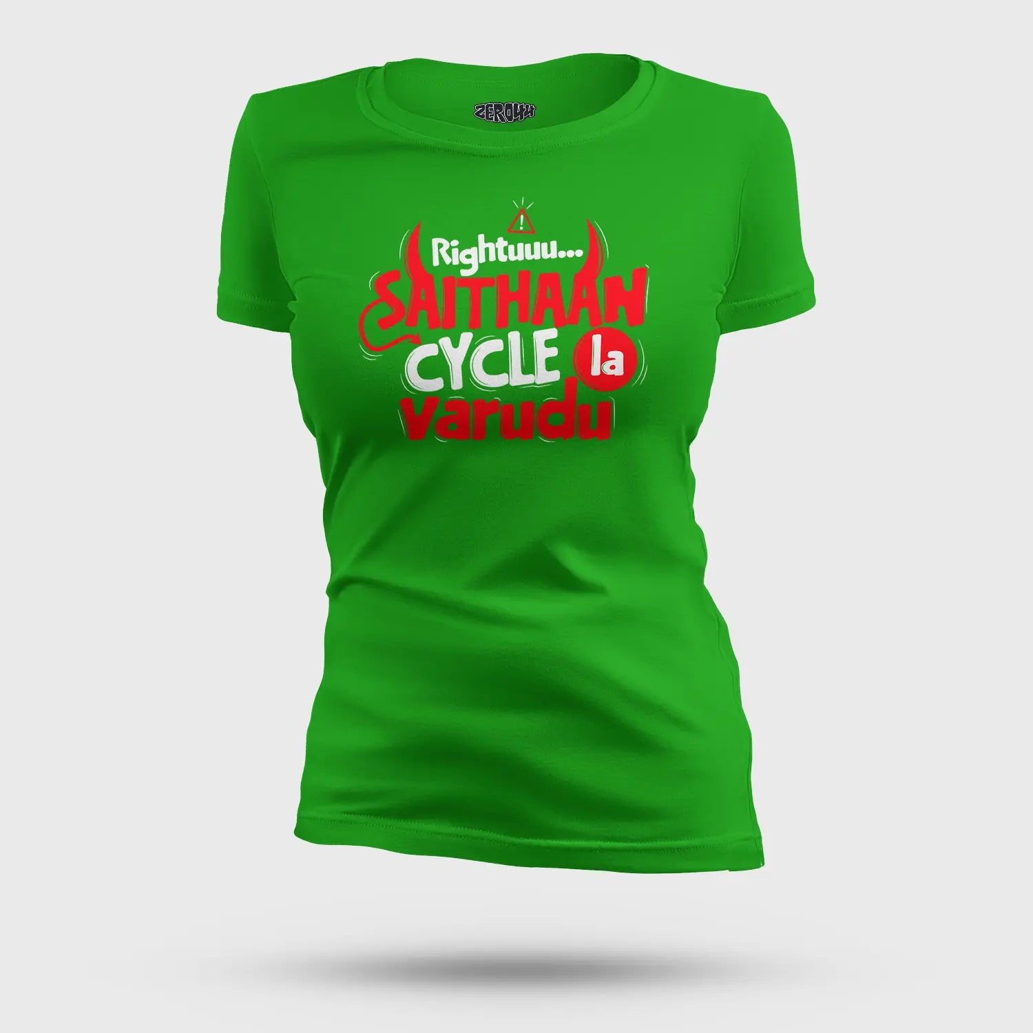 Rightuuu.. Saithaan Cycle La Varudhu Women's T-Shirt in Flag Green Color