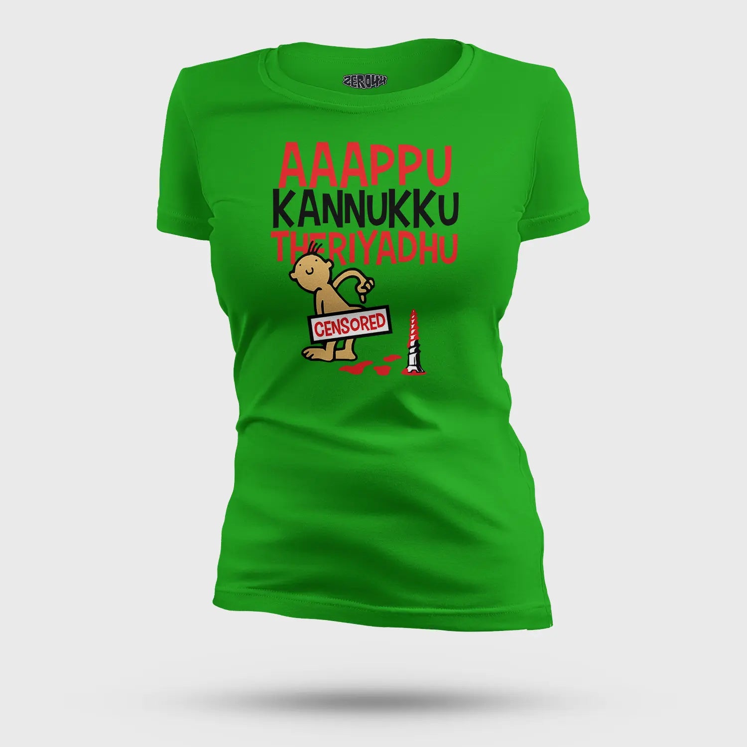 Aaappu Kannukku Theriyadhu Women's T-Shirt in Flag Green Color