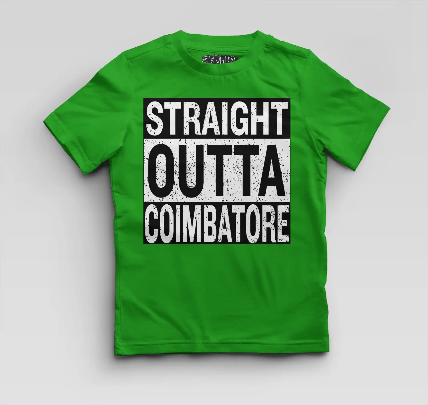 Straight Outta Coimbatore Boys Round Neck T-Shirt in Flag Green Color