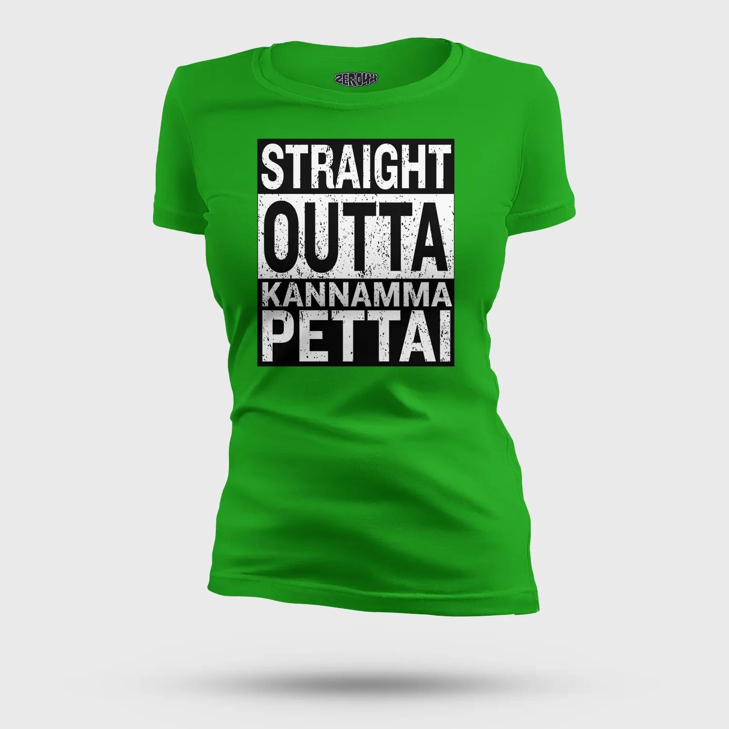 Straight Outta Kannamma Pettai Women's T-Shirt in Flag Green Color