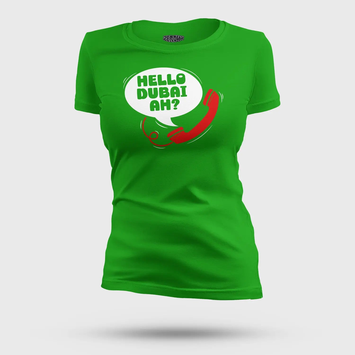 Hello Dubai Ah? Women's T-Shirt in Flag Green Color