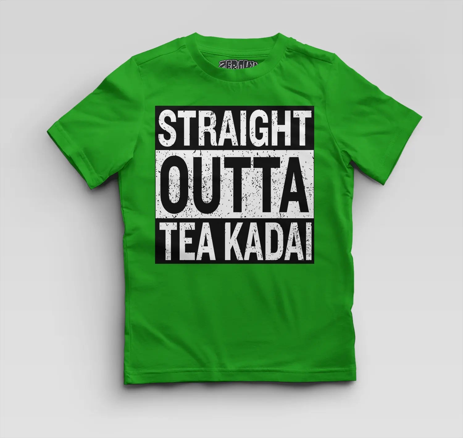 Straight Outta Tea Kadai Boys Round Neck T-Shirt in Flag Green Color