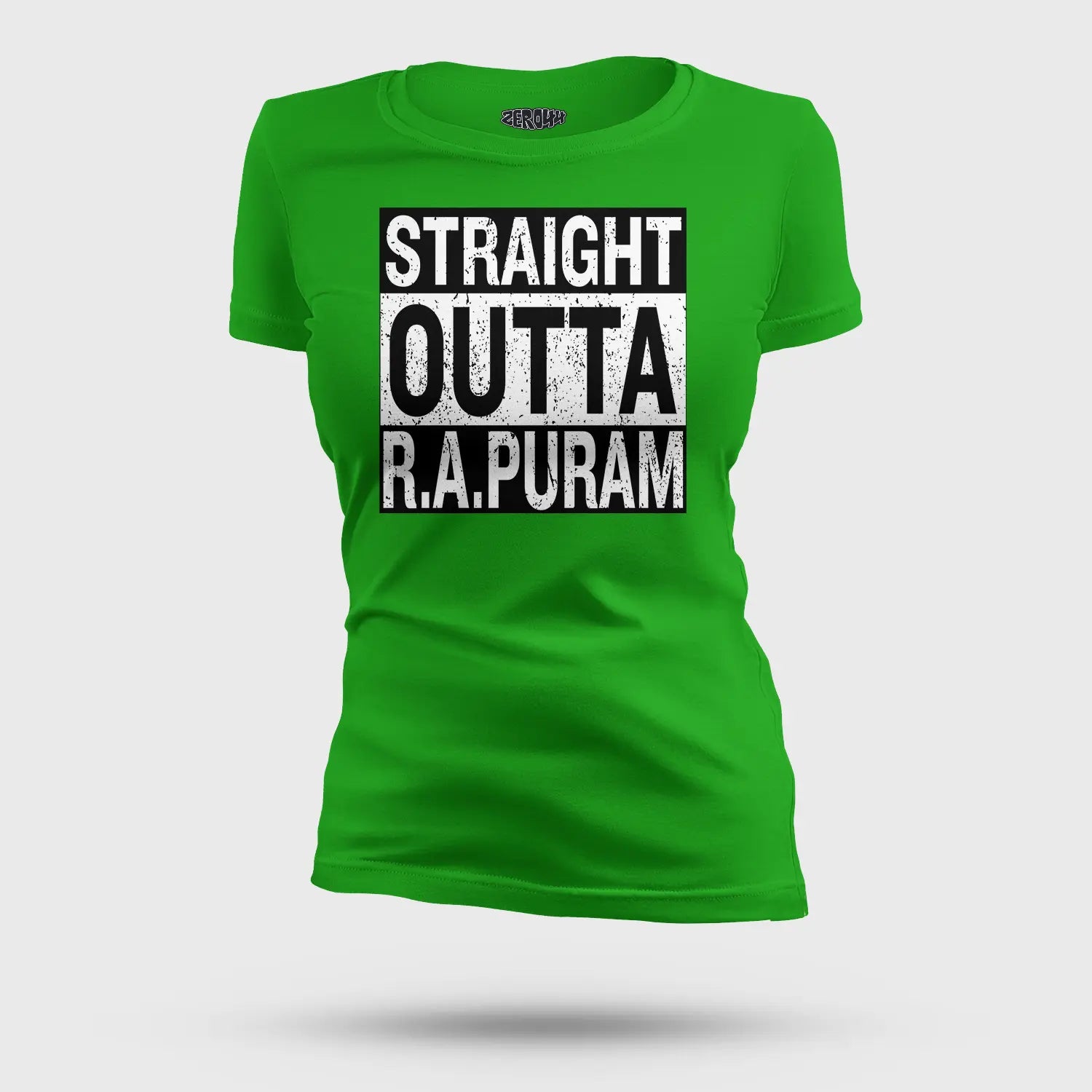 Straight Outta R.a Puram Women's T-Shirt in Flag Green Color