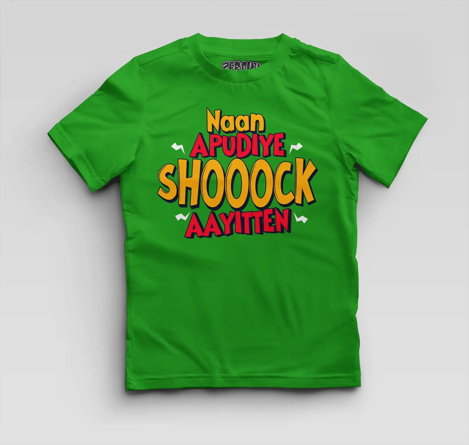 Naan Apudiye Shoooock Aayitten Boys Round Neck T-Shirt in Flag Green Color