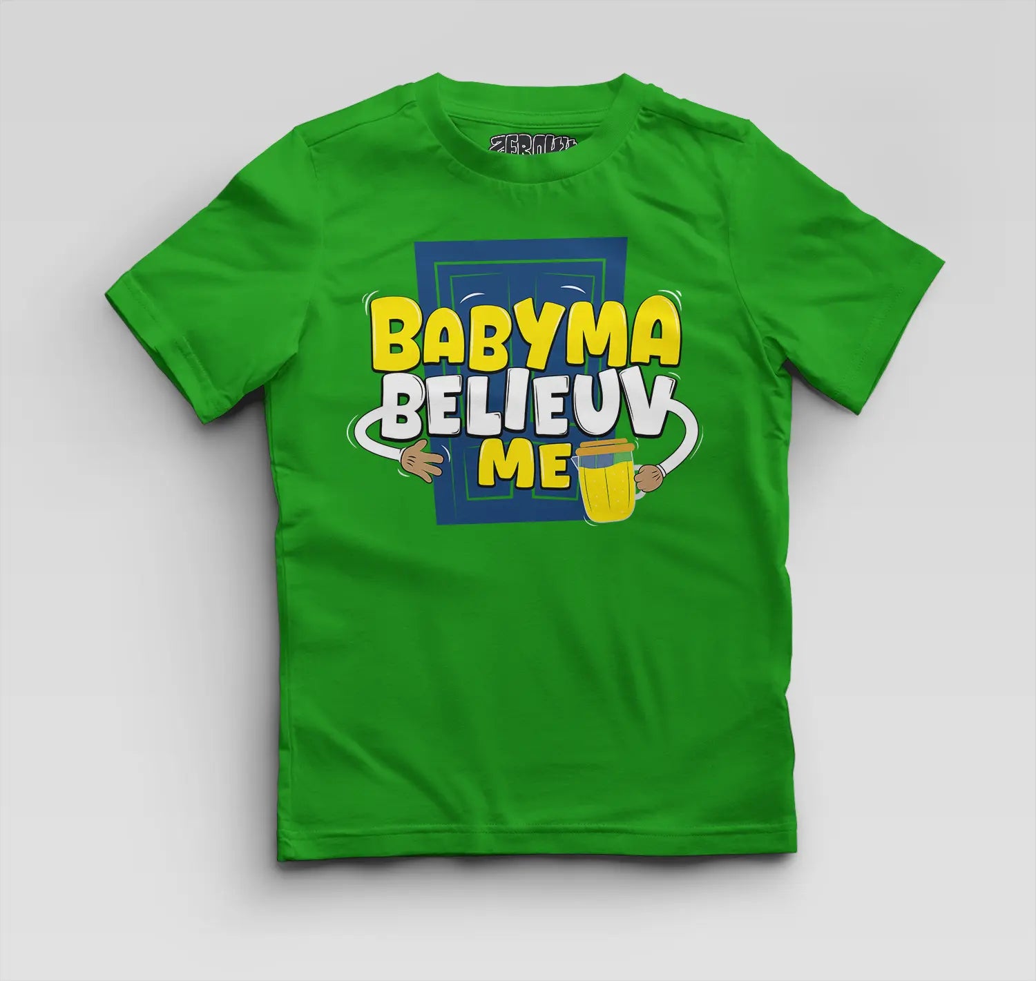 Babyma Belieuv Me Boys Round Neck T-Shirt in Flag Green Color