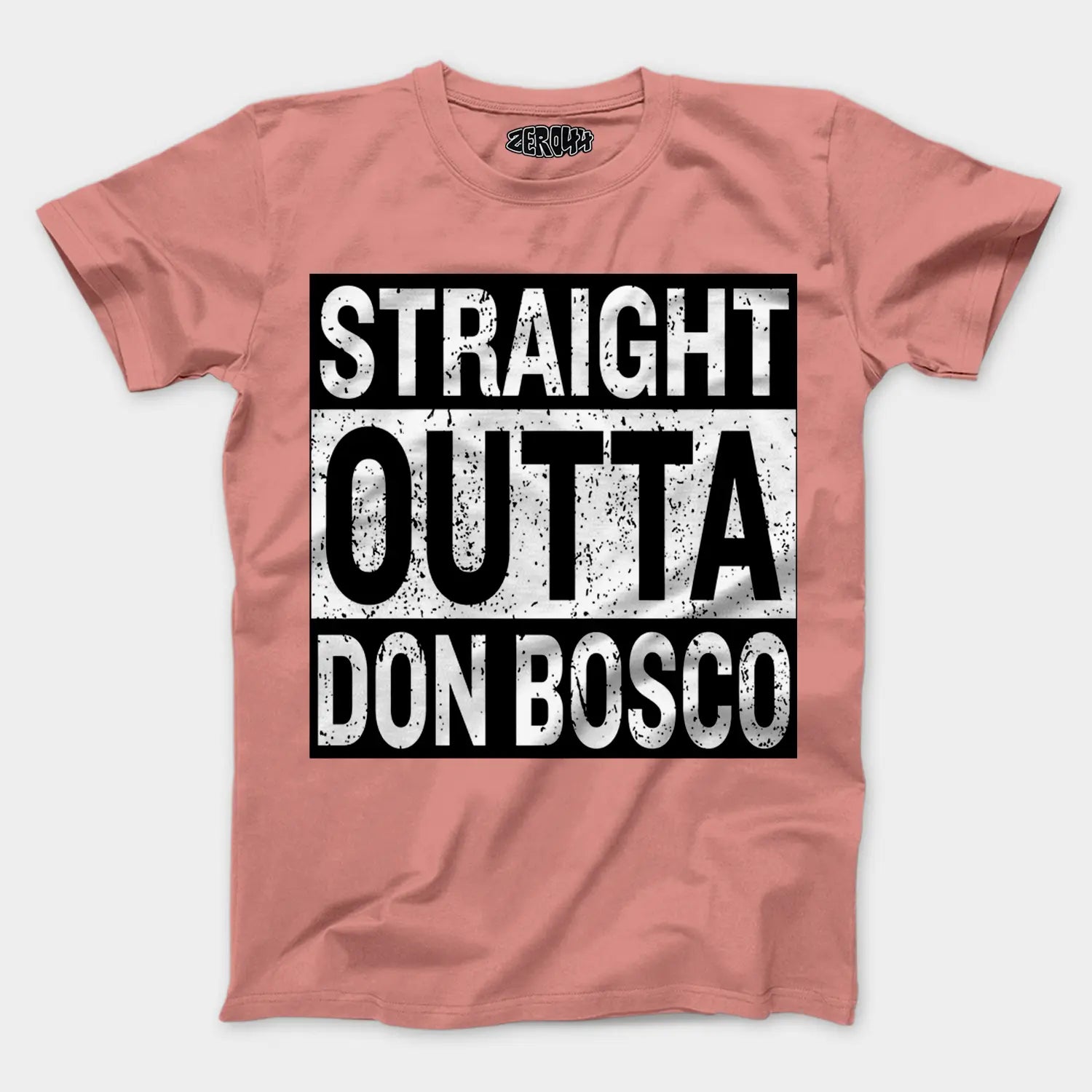 Straight Outta Don Bosco Men/Unisex T-Shirt in Flamingo Color