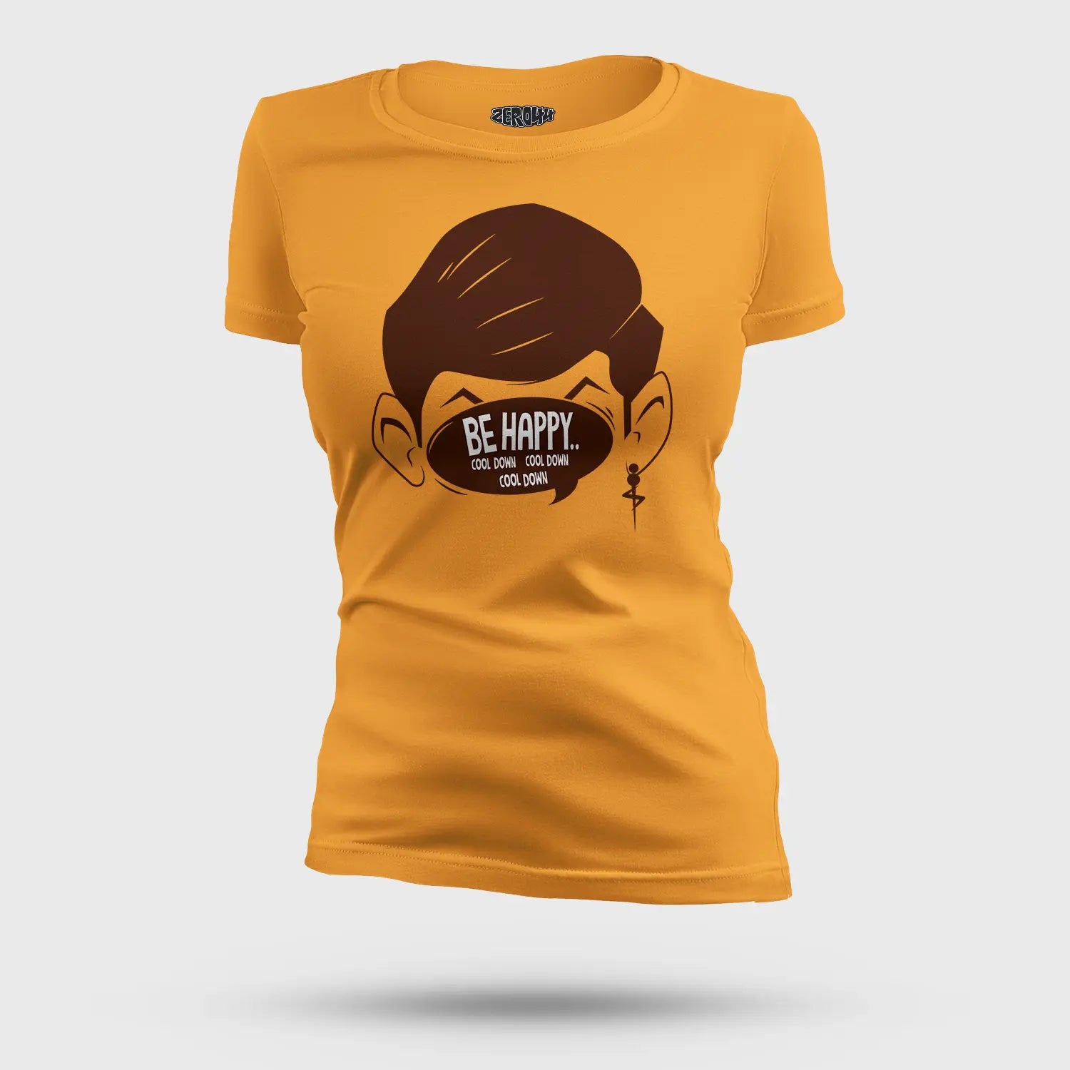 Be Happy Cool Down Cool Down Cool Down Women's T-Shirt in Golden Yellow Color