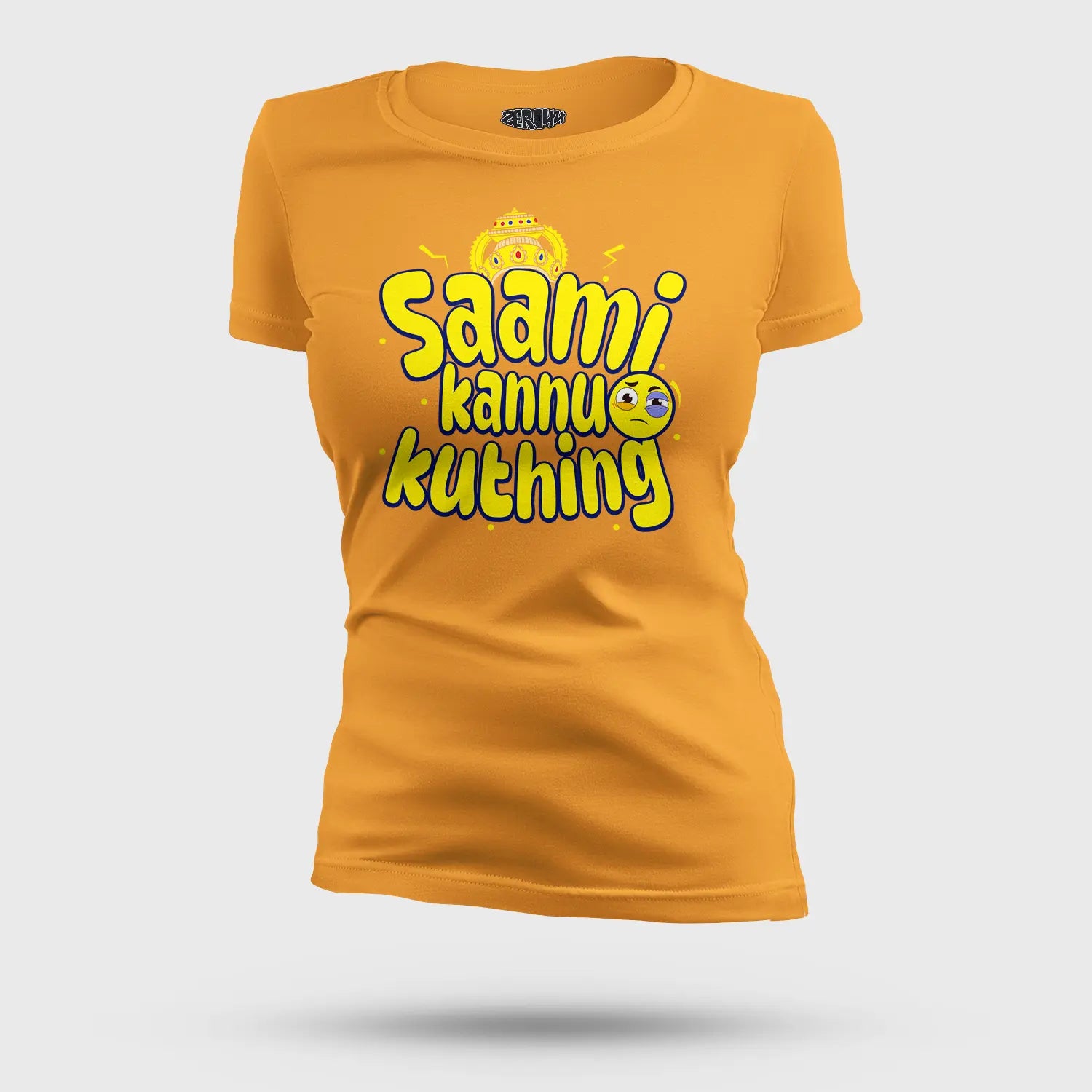 Saami Kannu Kuthing Women's T-Shirt in Golden Yellow Color