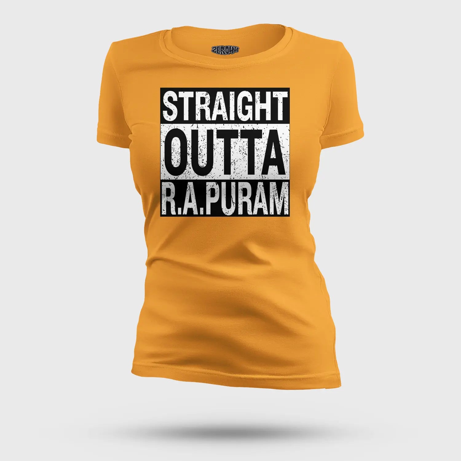 Straight Outta R.a Puram Women's T-Shirt in Golden Yellow Color