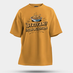 Biriyani Dhan Mukiyam Men/Unisex Oversized T-Shirt in Golden Yellow Color