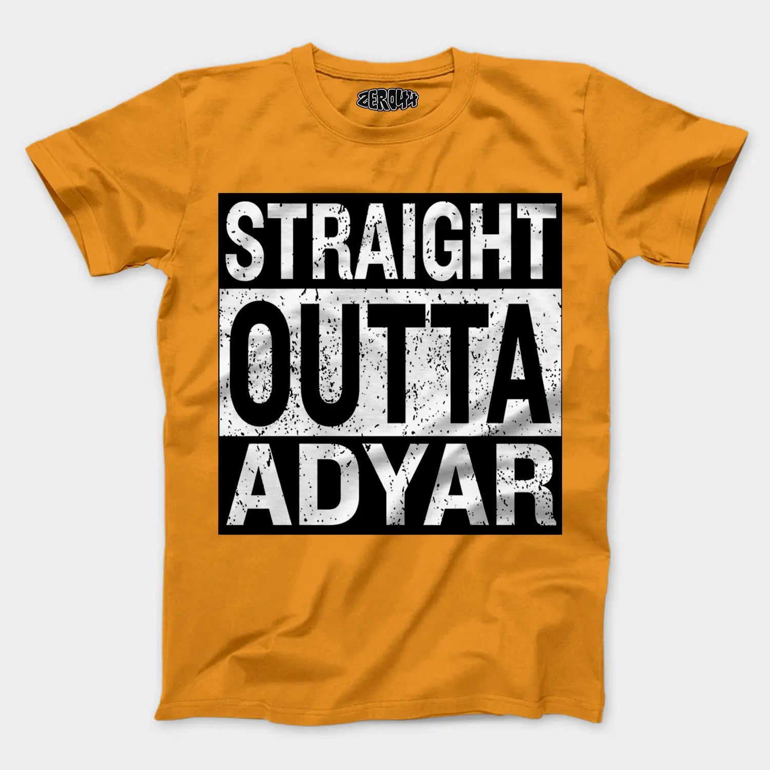 Straight Outta Adyar Men/Unisex T-Shirt in Golden Yellow Color
